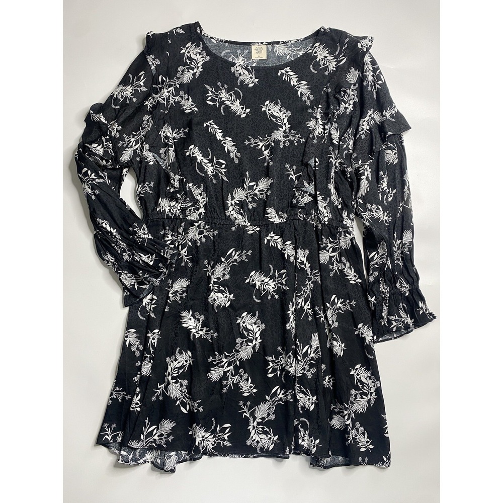 Good Hart Matilda Jane Dress Women's XL Black Fit & Flare Long Sleeves Floral